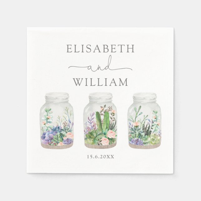 Servilleta De Papel Moderno Fiesta Suculento Terrario Favoritos de Bod (Anverso)