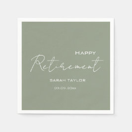 Servilleta De Papel Moderno Green Sage Happy Retirement Personalizado