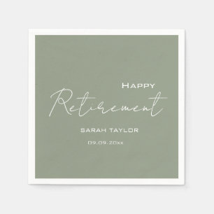 Servilleta De Papel Moderno Green Sage Happy Retirement Personalizado