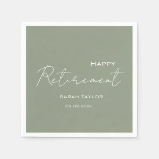 Servilleta De Papel Moderno Green Sage Happy Retirement Personalizado