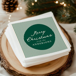 Servilleta De Papel Moderno Green Stripes Feliz Navidad
