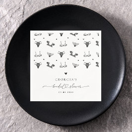 Servilleta De Papel Moderno guión cardíaco y ducha de novia de lencerí