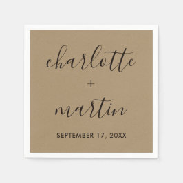 Servilleta De Papel Moderno guión Kraft Engagement Wedower