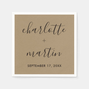 Servilleta De Papel Moderno guión Kraft Engagement Wedower
