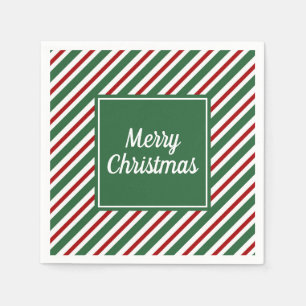 Servilleta De Papel Moderno Guión Rojo Y Verde Feliz Navidad