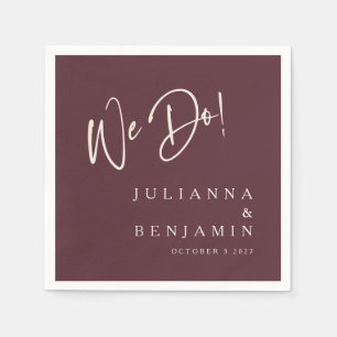 Servilleta De Papel Moderno Hacemos Elegante Boda Personalizada Borgoñ