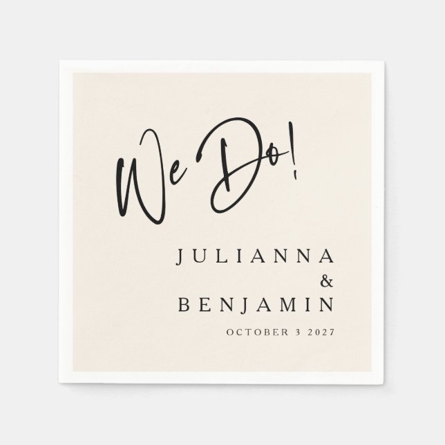 Servilleta De Papel Moderno Hacemos Elegante Boda Personalizada Marfil (Anverso)