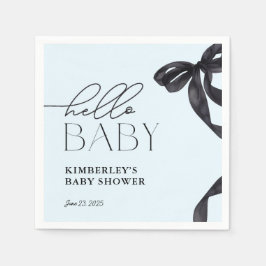 Servilleta De Papel Moderno Hello Baby Black Bow Baby Shower