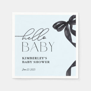 Servilleta De Papel Moderno Hello Baby Black Bow Baby Shower