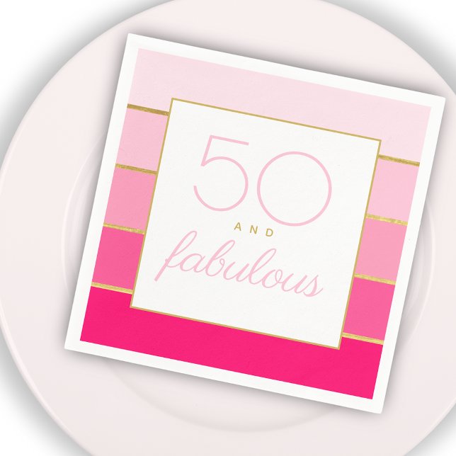 Servilleta De Papel Moderno Hot Pink & Gold 50 y fabuloso cumpleaños (Subido por el creador)