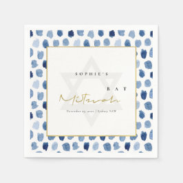 SERVILLETA DE PAPEL MODERNO INDIGO AZUL COLOR DE AGUA PUNTOS BAR BAT M