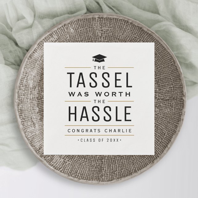 Servilleta De Papel Moderno, la tassel valía la pena la difícil gradua (Modern the tassel was worth the hassle Graduation Napkins)