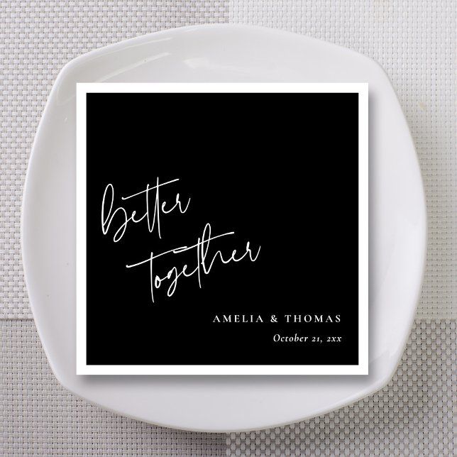 Servilleta De Papel Moderno Meets Classic: personalizado mejor juntos (Classic 'Better Together' Script Wedding Reception Napkins)