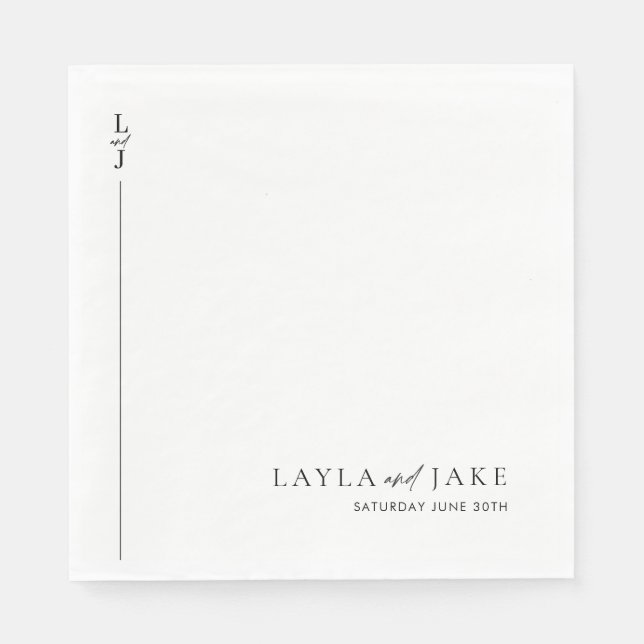 Servilleta De Papel Moderno Mínimo Blanco Boda Napkins LAYLA (Anverso)