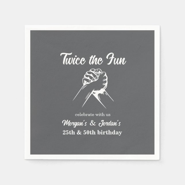 Servilleta De Papel Moderno Mínimo Manos Gris Junta Cumpleaños (Anverso)