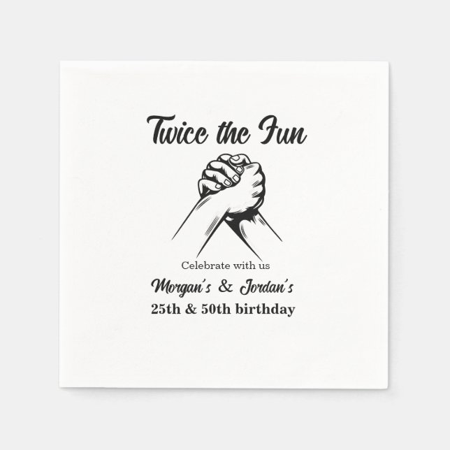 Servilleta De Papel Moderno Mínimo Manos Gris Junta Cumpleaños (Anverso)