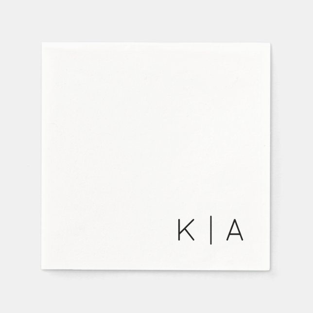 Servilleta De Papel Moderno Monograma Boda Cocktail Napkin (Anverso)