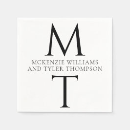 Servilleta De Papel Moderno Monograma Negrita Negrita Iniciales Negros