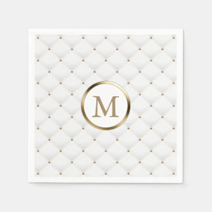Servilleta De Papel Moderno Monograma Oro Lujo Inicial Blanco Cuellado