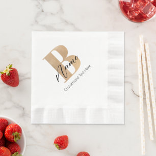 Servilleta De Papel Moderno Monogramado Inicial B & Name Personalizado