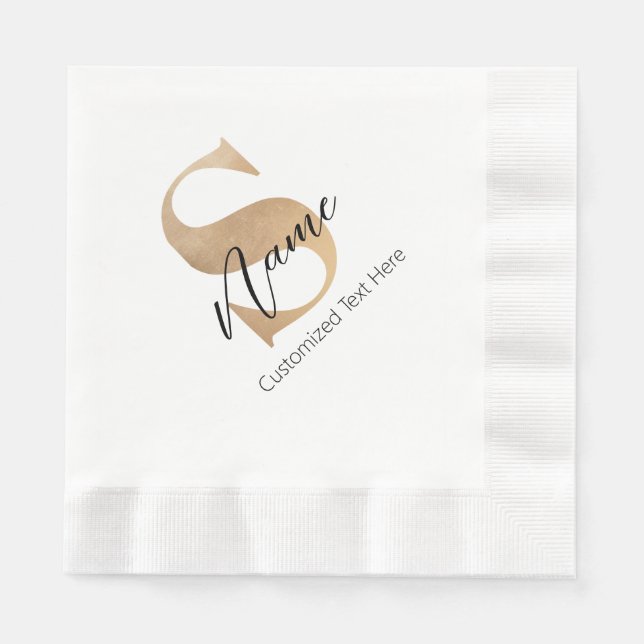 Servilleta De Papel Moderno Monogramado inicial S & Name personalizado (Anverso)