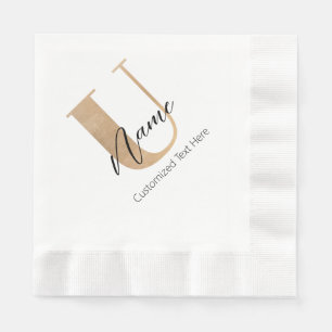 Servilleta De Papel Moderno Monogramado inicial U & Name personalizado