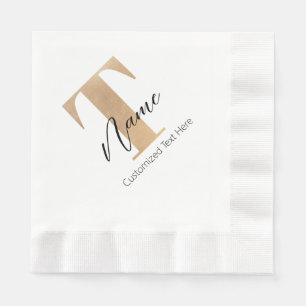 Servilleta De Papel Moderno Monogramado Primer T & Nombre Personalizad