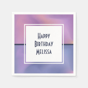 Servilleta De Papel Moderno Morado y Bañón Rosado Resumen Cumpleaños