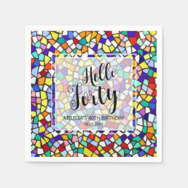 Servilleta De Papel Moderno Mosaico Colorido Hola Cuarenta y Cuarenta 