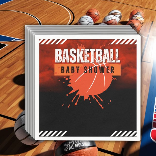 Servilleta De Papel Moderno Naranja de baloncesto Ball Baby Shower (Subido por el creador)