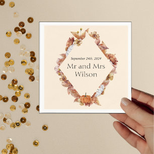 Servilleta De Papel Moderno Naranja de otoño BOHO Boda Cena Cóctel