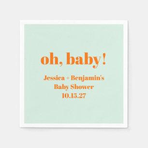 Servilleta De Papel Moderno Naranja sencillo de impresión Baby Shower