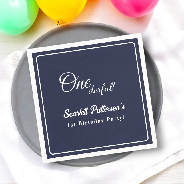 Servilleta De Papel Moderno Navy Simple Azul Blanco Elegante Primer Cu (Subido por el creador)