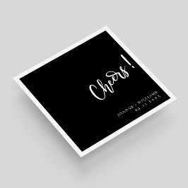 Servilleta De Papel Moderno negro elegante mano Letter Chequeador Boda