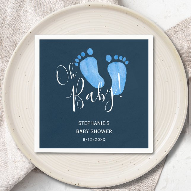 Servilleta De Papel Moderno Oh Baby Boy Navy Blue Baby Shower (Subido por el creador)