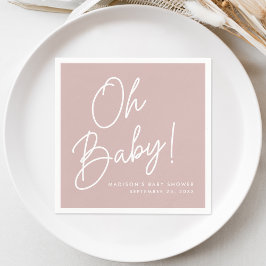 Servilleta De Papel Moderno Oh Baby Script Dusty Rosa Baby Shower