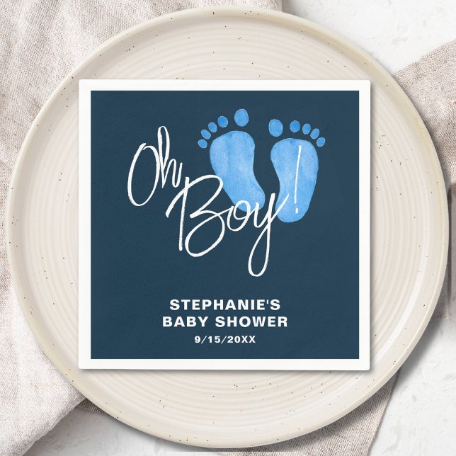 Servilleta De Papel Moderno Oh Boy Navy Blue Baby Shower (Subido por el creador)