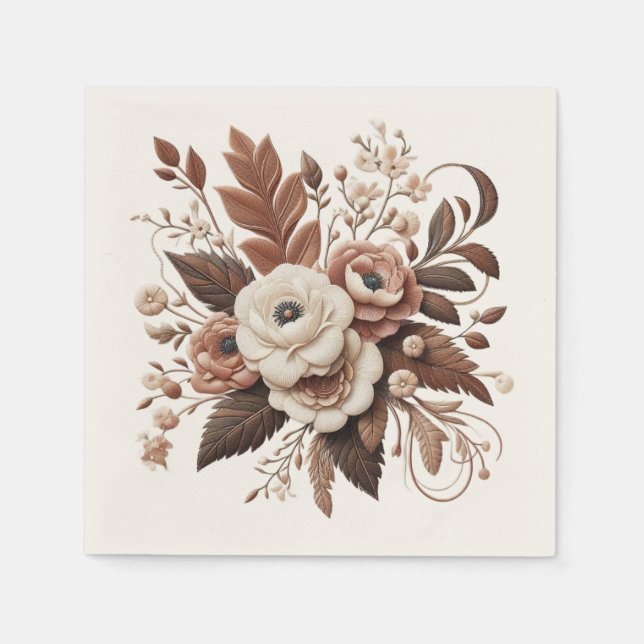 Servilleta De Papel Moderno País Elegante Occidental- Floral (Anverso)