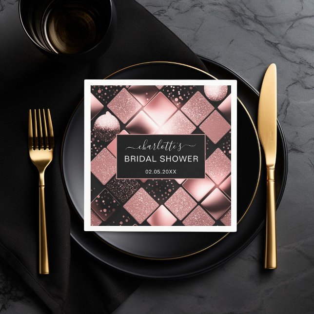 Servilleta De Papel Moderno patrón Purpurina Ducha nupcial (Modern Copper Glitter Pattern Bridal Shower Napkins)