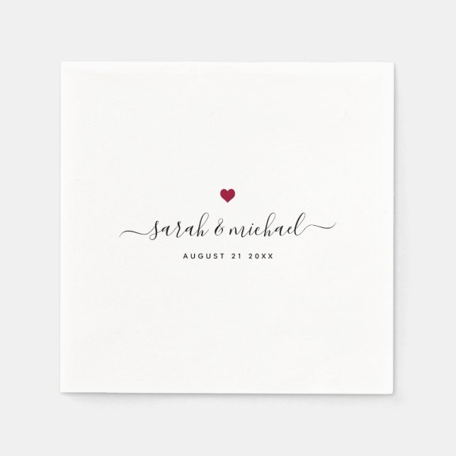 Servilleta De Papel Moderno Personalizado Elegante Boda de caligrafía  (Anverso)