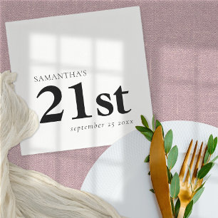 Servilleta De Papel Moderno Personalizado Negro Texto 21er Nombre Fech