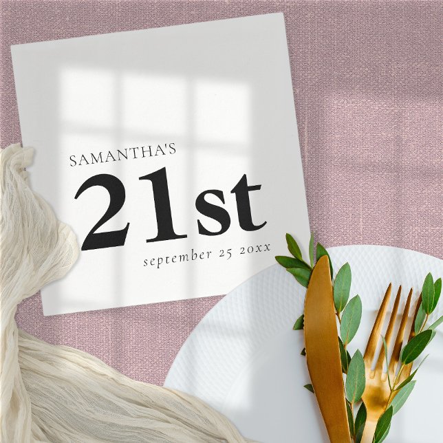 Servilleta De Papel Moderno Personalizado Negro Texto 21er Nombre Fech (Subido por el creador)