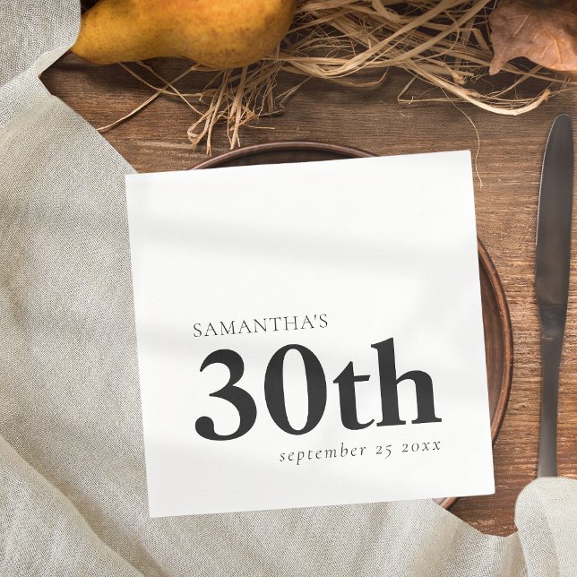 Servilleta De Papel Moderno Personalizado Negro Texto 30 Nombre Fecha (Subido por el creador)