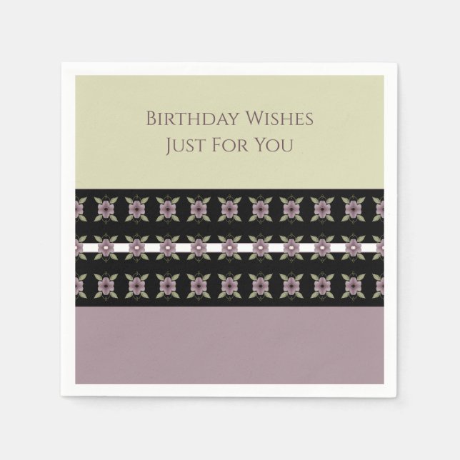 Servilleta De Papel Moderno Plum Purple Floral Designer Luncheon (Anverso)