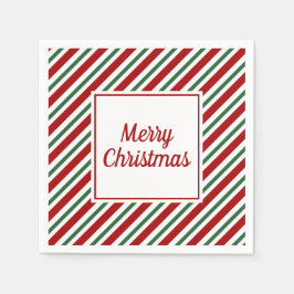 Servilleta De Papel Moderno Red Green Stripes Feliz Navidad
