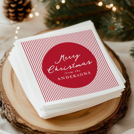 Servilleta De Papel Moderno Red Stripes Feliz Navidad