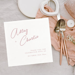 Servilleta De Papel Moderno Rosa de fuentes Oro Gracias Bodas Napkins