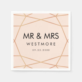 Servilleta De Papel Moderno Rosa Oro Geométrico Rubor Boda rosa