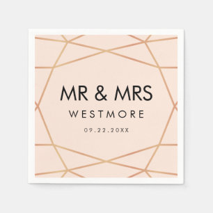 Servilleta De Papel Moderno Rosa Oro Geométrico Rubor Boda rosa