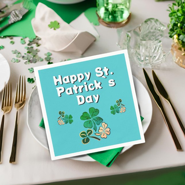 Servilleta De Papel Moderno Shamrock Clover Feliz Día de San Patricio (Subido por el creador)